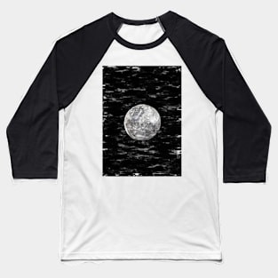 Full Moon In The Night Sky Monochrome. For Moon Lovers. Baseball T-Shirt